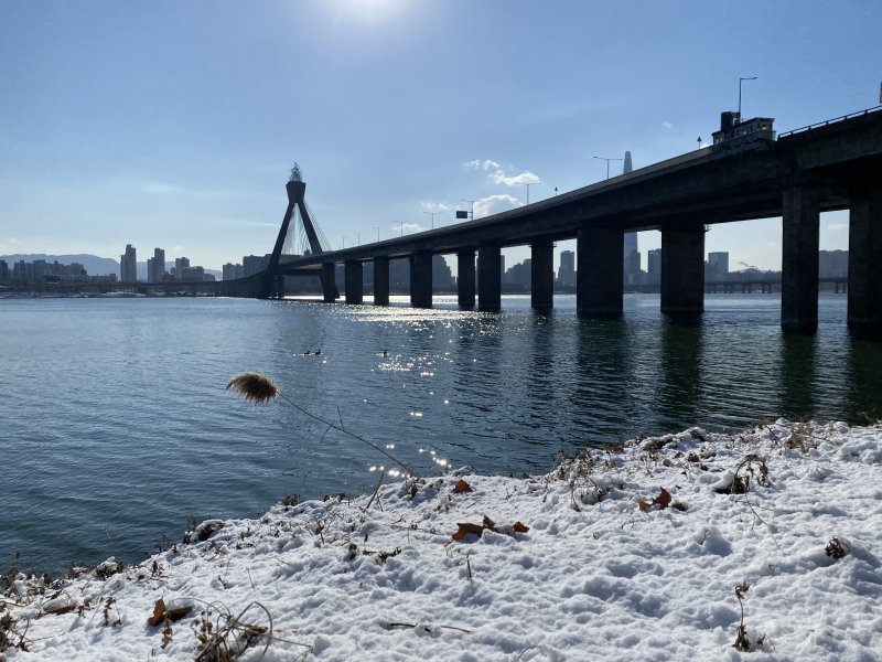 7일 오전 서울 광진구 올림픽대교 인근 한강공원 모습. 2024.1.7/뉴스1 ⓒ News1 이기범 기자 /사진=뉴스1