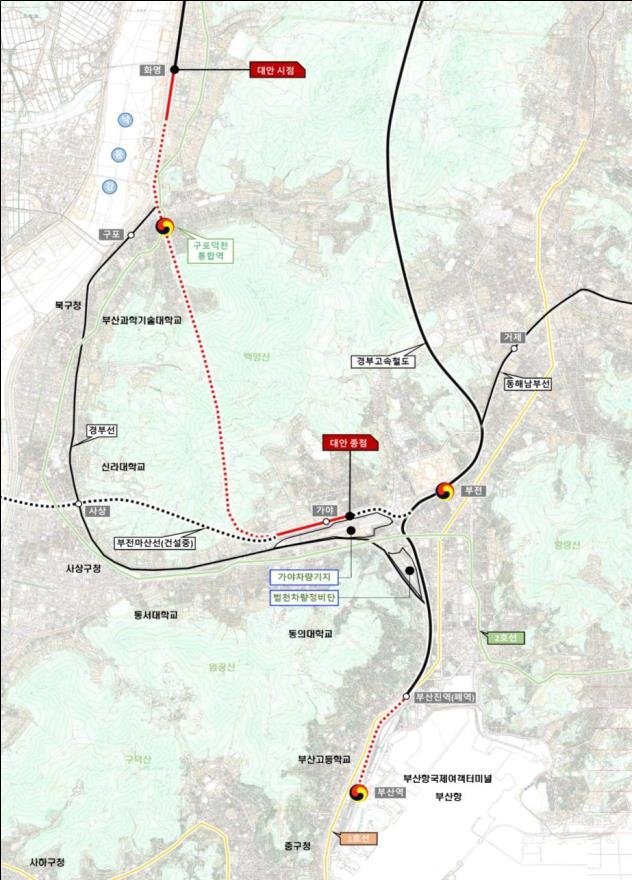 경부선 철도 지하화 노선 [부산시 제공]