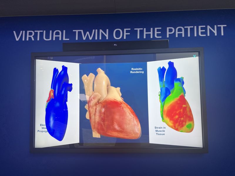 다쏘시스템의 디지털 트윈 기술을 응용한 3차원(D) 심장 설명 영상. 사진=김준석 기자
