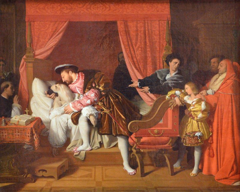 장 오거스트 도미니크 잉그레스 '레오나르도 다 빈치의 죽음' (40*72, 유채, 1818년, 프티 팔레) 사진=위키피디아