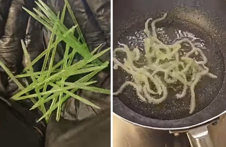녹말 이쑤시개를 튀겨 먹는 영상 / 사진=유튜브 캡처