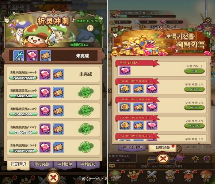 중국 4399가 서비스하고 있는 '모험전투' 인게임 이미지(왼쪽)과 한국에서 '조이 나이스 게임즈'가 서비스 중인 '버섯커키우기' 인게임 이미지 비교(사진=각 게임)