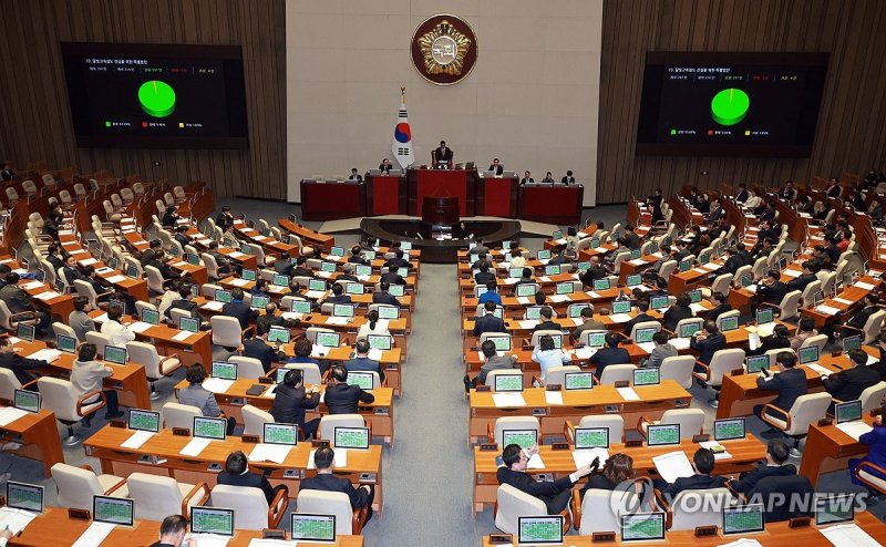 '달빛철도 건설을 위한 특별법' 국회 통과 (서울=연합뉴스) 한종찬 기자 = 25일 국회 본회의에서 달빛고속철도 건설을 위한 특별법안 가결이 선포되고 있다. 2024.1.25 saba@yna.co.kr (끝)