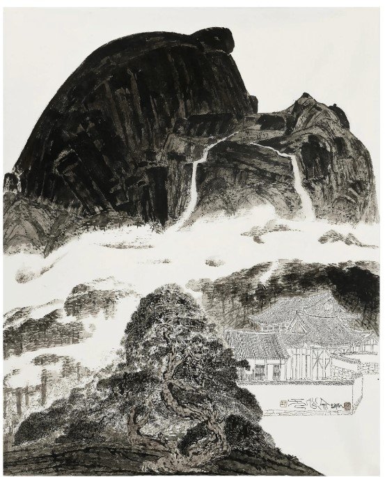 인왕산, 2022, Ink on paper, 125.5 x 100.5cm, 49.4 x39.6 in. 133.5 x 108 x 5.5(d)cm, 52.6 x 42.5 x 2.2(d)in. (framed) *재판매 및 DB 금지