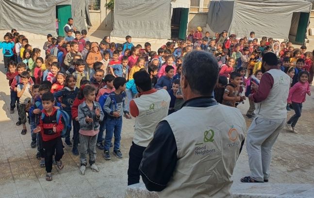 시리아 알레포주 아프린 지역 이재민 아동 대상 교육지원 사업. 굿네이버스 제공