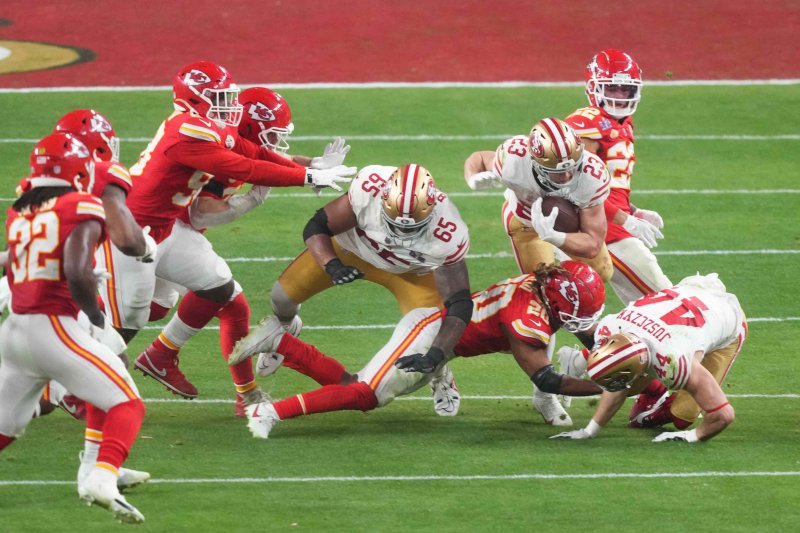 캔자스시티는 12일(한국시간) 미국 네바다주 라스베이거스 얼리전트 스타디움에서 열린 제58회 슈퍼볼에서 샌프란시스코 포티나이너스를 25-22로 꺾고 우승했다. ⓒ 로이터=뉴스1 ⓒ News1 원태성 기자