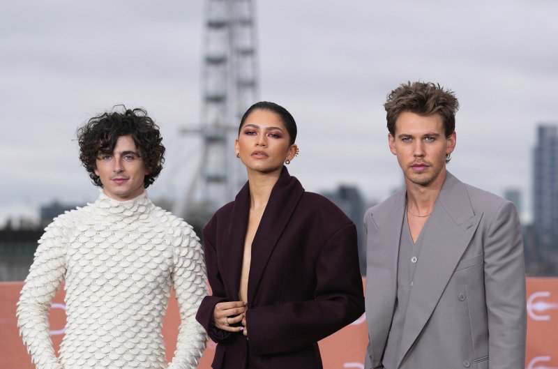 Timothee Chalamet, Zendaya and Austin Butler attend the photocall for the film 'Dune: Part Two' at Savoy Place, in London, Britain, February 14, 2024. REUTERS/Maja Smiejkowska