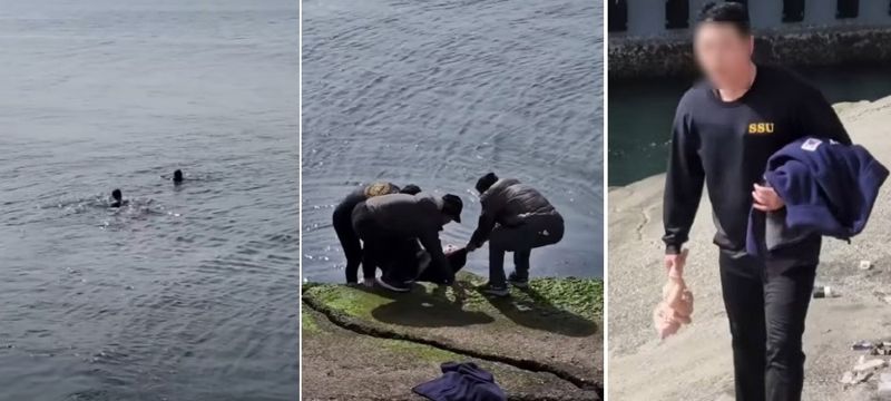 한 남성이 아기를 구하려 겨울 바다에 뛰어들었다. 사진=유튜브 채널 ‘딥씨다이버’