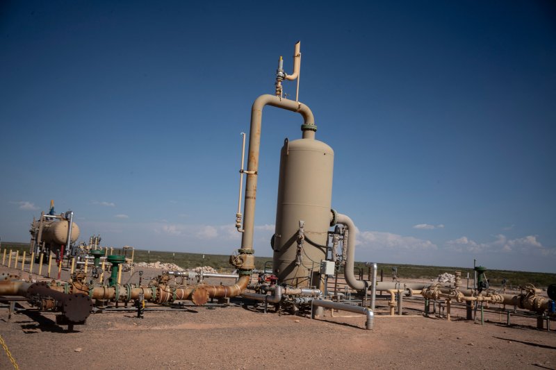 지난 2020년 5월 7일 미국 텍사스주 컬버슨 카운티에서 촬영된 셰일 석유 채굴 장비.AFP연합뉴스
