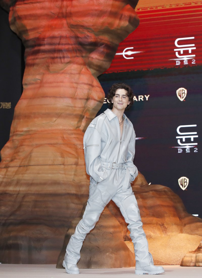 배우 티모시 샬라메가 21일 서울 영등포구 콘래드 서울 호텔에서 열린 영화 '듄: 파트2‘(감독 드니 빌뇌브) 내한 프레스 컨퍼런스에 참석하고 있다. ⓒ News1 권현진 기자