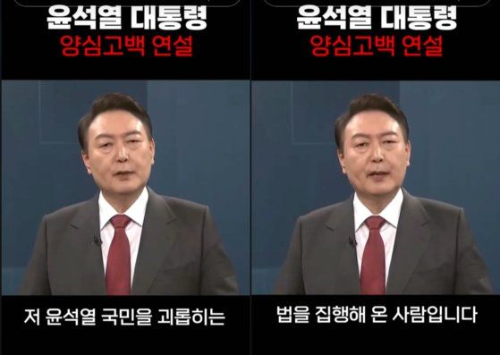 윤석열 대통령 가짜 영상 / SNS 갈무리