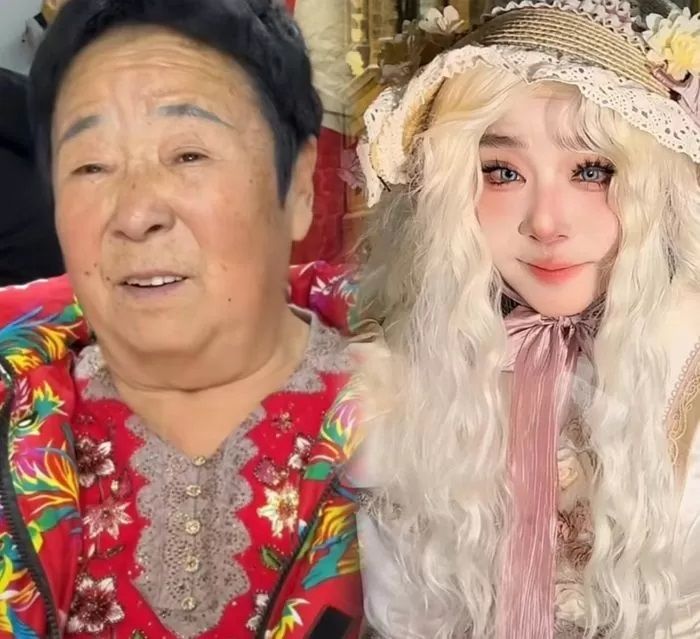중국의 한 뷰티 전문가가 72세 할머니를 메이크업을 통해 금발머리 공주로 변신시켰다. 출처=SCMP, 더우인