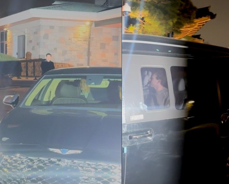 이재용 삼성전자 회장(왼쪽)과 마크 저커버그 CEO(오른쪽)가 오후 8시30분께 서울 용산구 한남동에 위치한 승지원에서 만찬을 마친 뒤 차를 타고 나오고 있다. 2024.2.28 / 뉴스1 ⓒ News1 강태우 기자