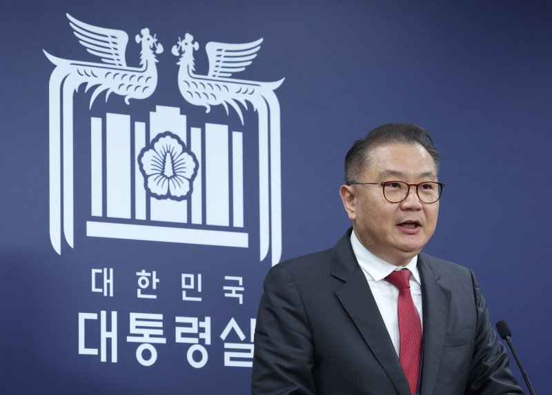 박상욱 대통령실 과학기술수석비서관이 5일 서울 용산 대통령실 청사에서 간담회를 하고 있다. 뉴시스