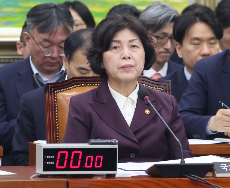 강정애 국가보훈부 장관이 29일 서울 여의도 국회에서 열린 정무위원회 전체회의에 참석하고 있다. 사진=뉴스1