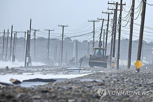 지난 1월 폭풍이 강타한 매사추세츠 웨스트포트 해안지역/사진=연합뉴스