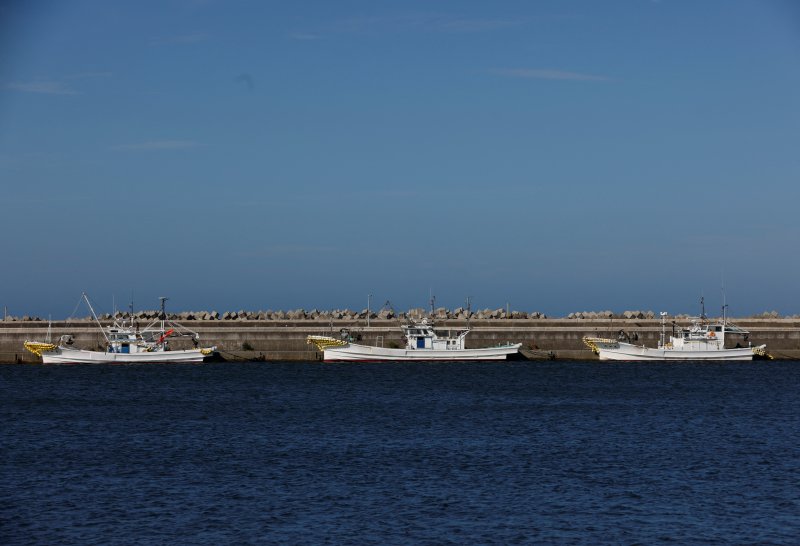 일본 후쿠시마 제1 원자력 발전소에서 약 45㎞ 떨어진 소마시의 항구에 어선들이 정박 중이다. 뉴스1