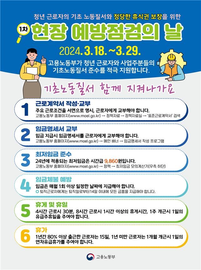 부산고용노동청, 30인 미만 사업장 ‘기초노동질서’ 점검