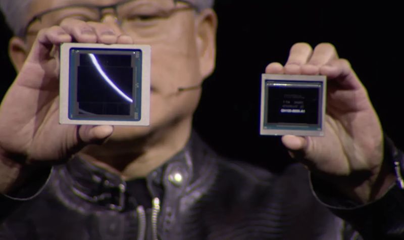 엔비디아 차세대 AI 칩 B200(왼쪽). 엔비디아 제공