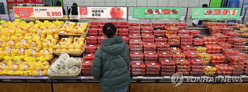 들썩이는 밥상 물가…과일 가격 급등 들썩이는 밥상 물가…과일 가격 급등 (서울=연합뉴스) 서대연 기자 = 과일과 채소 등 농산물 물가가 급등하고 있는 가운데 18일 오전 서울 시내 한 대형마트에서 한 시민이 과일을 고르고 있다. 2024.3.18 dwise@yna.co.kr (끝)