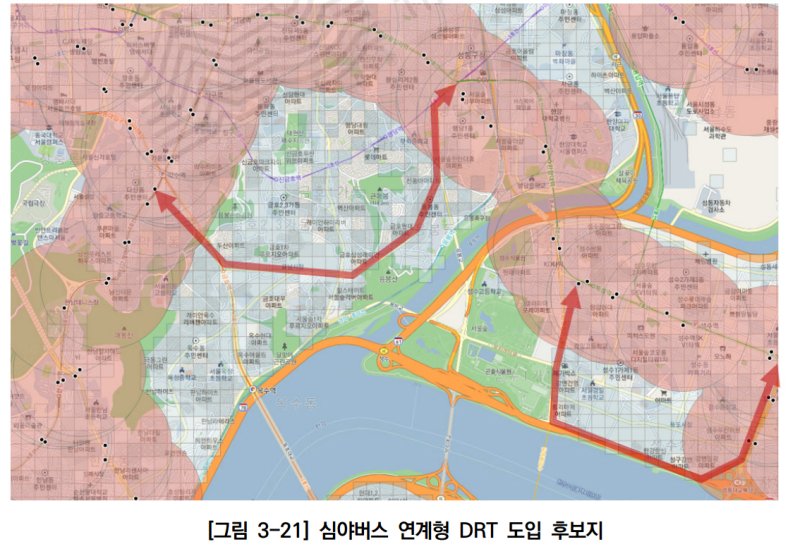 [서울=뉴시스]심야버스 연계형 DRT 도입 후보지. 2024.03.27. (사진=서울연구원 제공) *재판매 및 DB 금지