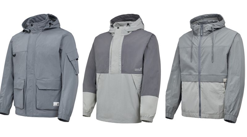 프로-스펙스 라이프스타일 라인 봄 바람막이 유틸리티 자켓, 아노락 자켓, 윈드 자켓(왼쪽부터)