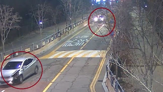 음주운전 사고를 내고 도주하는 차량을 쫓는 택시 모습. 사진=경기남부경찰청 제공