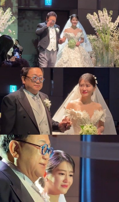 애틋한 부녀…이용식, 딸 이수민 결혼식 입장하며 '눈물 글썽'