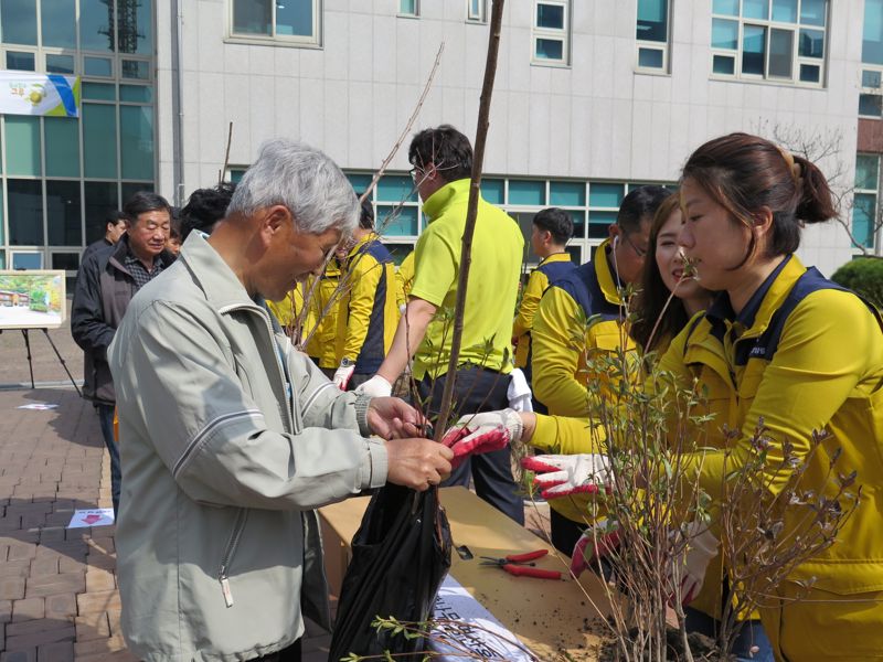 국립자연휴양림관리소가 지난해 진행한 반려나무 나눠주기 행사 모습.