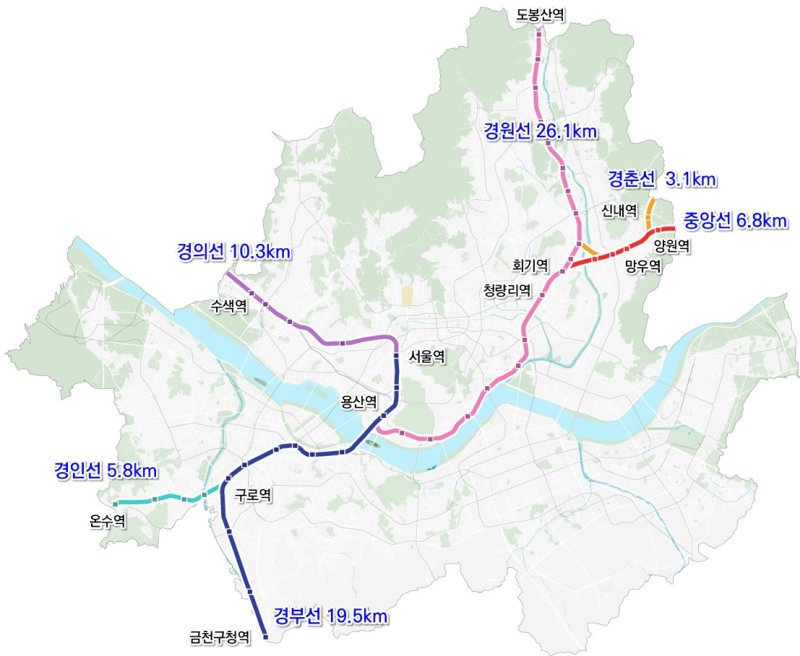 서울시의 지상철도 지하화 추진 구간 서울시 제공