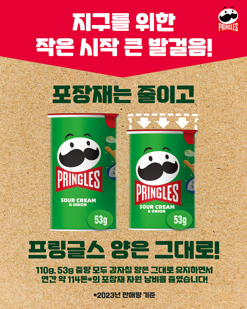 프링글스, 포장재 크기 축소로 연간 114t 쓰레기 절감