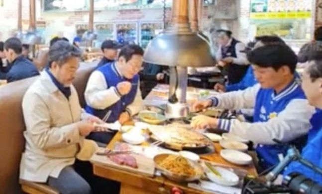 국민의힘 원희룡 인천 계양을 후보가 올린 당시 이 대표의 식사 사진. 출처=원희룡 국민의힘 후보 페이스북