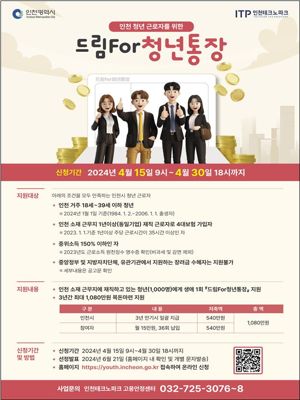 인천 청년 근로자 목돈 마련 기회 제공...시에서 50% 지원