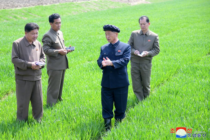 김덕훈 북한 내각총리가 황해남도농촌경리위원회 대아농장을 현지 요해(파악) 했다고 조선앙통신이 지난 4월 9일 보도했다. 사진=조선중앙통신 캡처