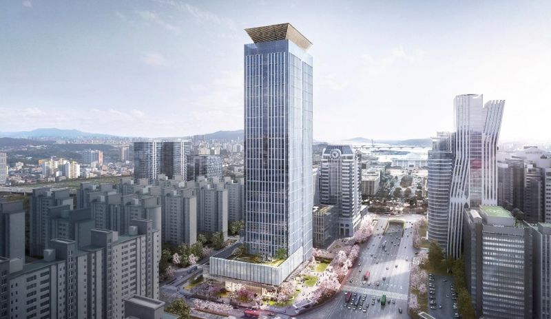 서울 여의도에 위치한 사학연금 빌딩. 오티스 엘리베이터 제공