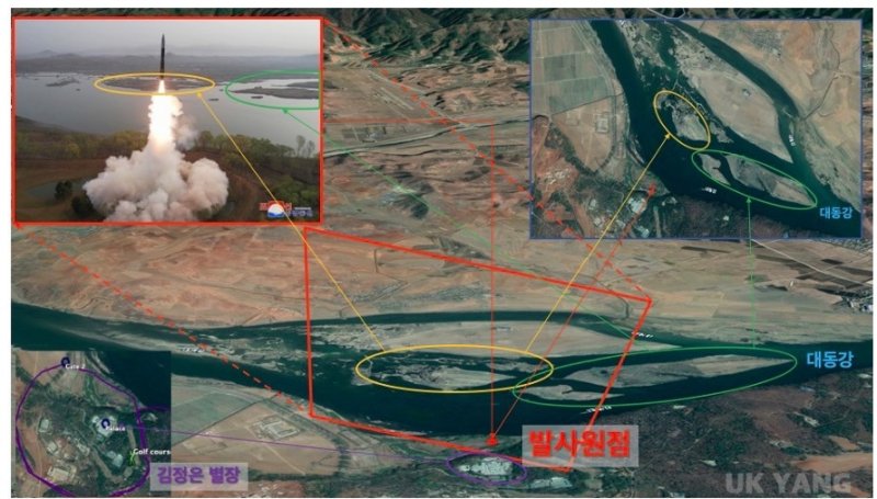 지난해 7월 12일 북한의 ICBM 화성-18형 시험발사 지점을 분석한 양욱 아산정책연구원 연구위원의 자료.(양욱 위원 제공)