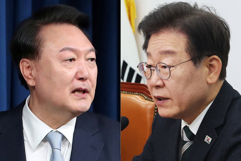 윤석열 대통령(왼쪽)과 이재명 더불어민주당 대표. 뉴스1