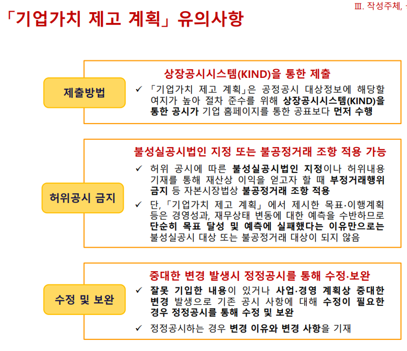 기업가치 제고계획 유의사항. 자본시장연구원 제공