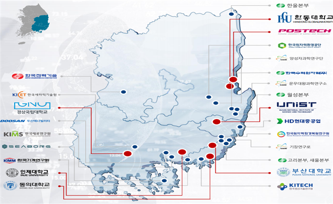 ▲에너지기술 공유대학 참여기관 현황. 부산시 제공