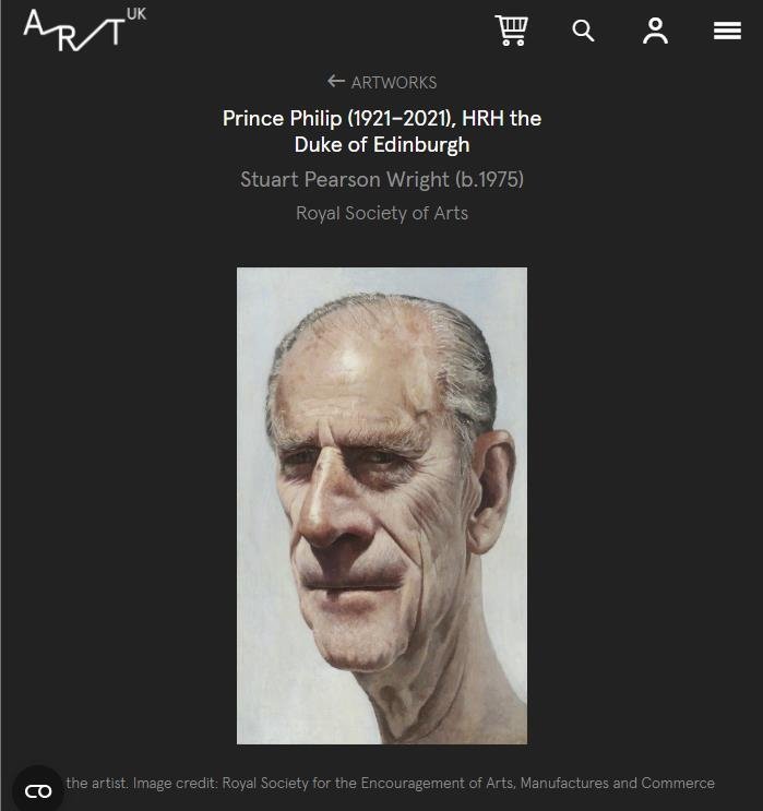 의뢰기관 퇴짜맞고 다시 그려진 필립공 초상화 [영국왕립학회(RSA) 소장 작품, 예술 아카이브 재단 ArtUK 웹사이트, DB 및 재판매 금지]