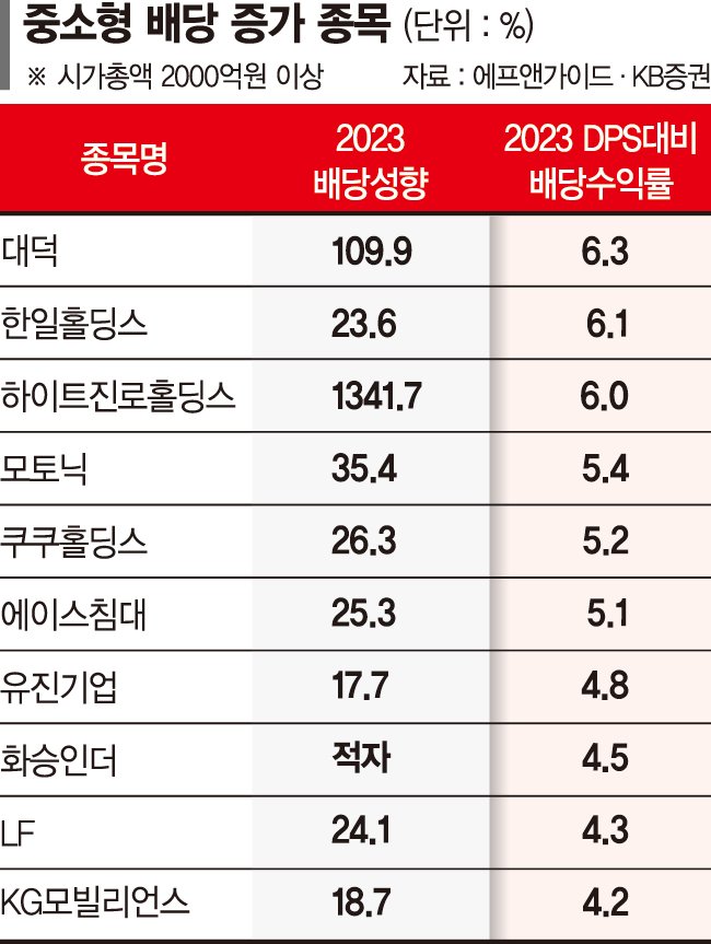 이번엔 중소형 배당주 '밸류업' 바람