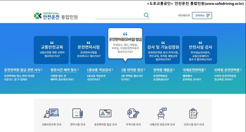 안전운전 통합민원 홈페이지 자료사진.(도로교통공단 제공)/뉴스1