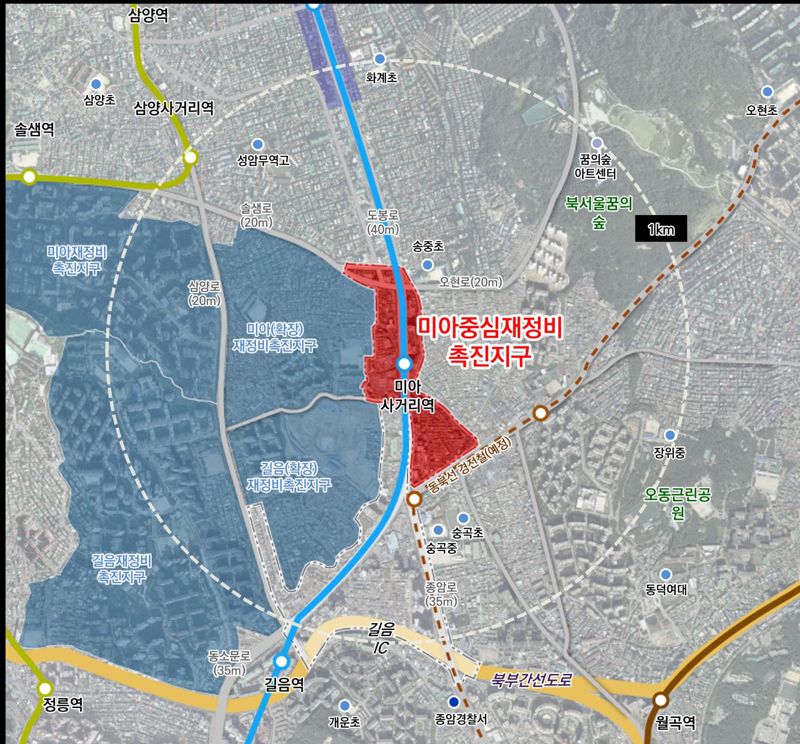 미아중심 재정비촉진지구(지구단위계획구역) 위치도. 서울시 제공