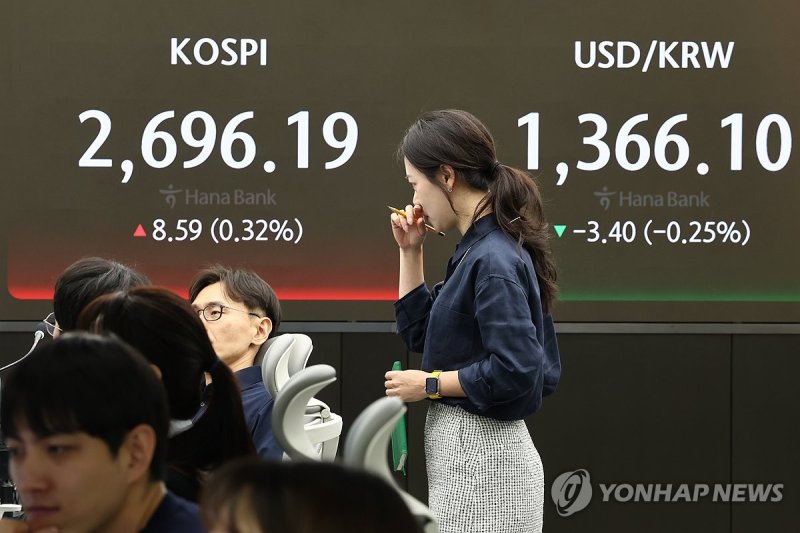 [fn오후시황] 외인 '팔자' vs 기관 '사자'...코스피, 2700선 공방