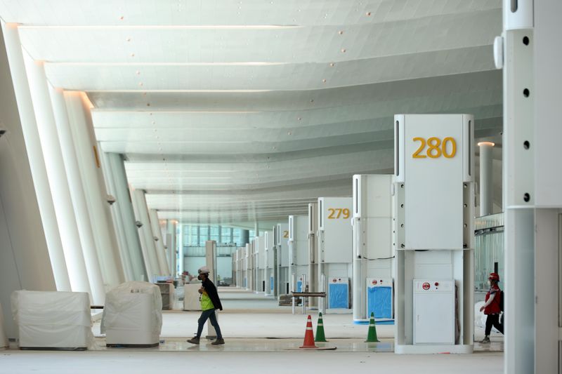 인천국제공항공사는 28일 인천공항 제2여객터미널 4단계 건설현장 팸투어를 열고 제2여객터미널 확장 운영을 위한 준비 계획을 공개했다. 사진=박범준 기자