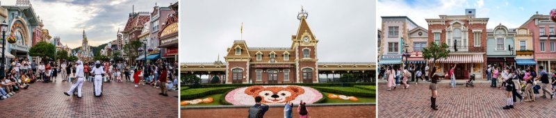 [여행honey] "영웅들과 함께 세계를 구해요" 왼쪽부터 거리공연, 메인스트리트 역, 메인스트리트 [사진/백승렬 기자]