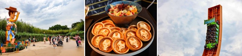 [여행honey] "영웅들과 함께 세계를 구해요" 왼쪽부터 '토이스토리랜드' 입구, 아이언맨 토스트, '토이스토리랜드' 놀이기구 [사진/백승렬 기자]