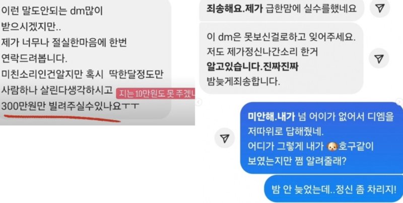 홍성흔 부인 김정임, '300만원 빌려달라' DM에 "내가 호구 같냐"