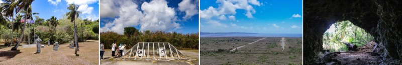 [imazine] '환상의 낙원' 사이판·티니안 ② 왼쪽부터 '평화기원 한국인 위령비', 원자폭탄 보관소, 2차대전 당시 원자폭탄을 실어 날은 활주로, 일본군 해안포 [사진/백승렬 기자]