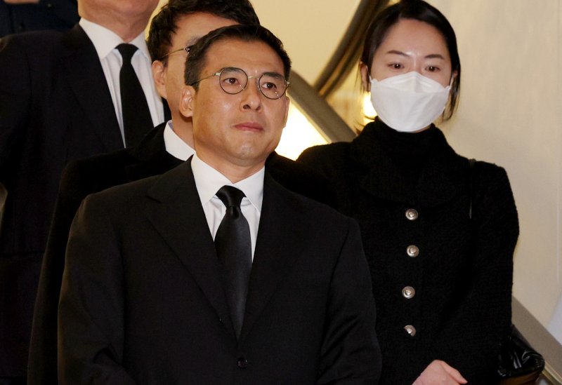 조현문 전 효성 부사장이 30일 오후 서울 서대문구 연세 세브란스 장례식장에 마련된 故조석래 효성그룹 명예회장 빈소에 도착하고 있다. 2024.3.30/뉴스1 ⓒ News1 장수영 기자